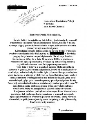 list mieszkańca Brodnicy skierowany do komendanta